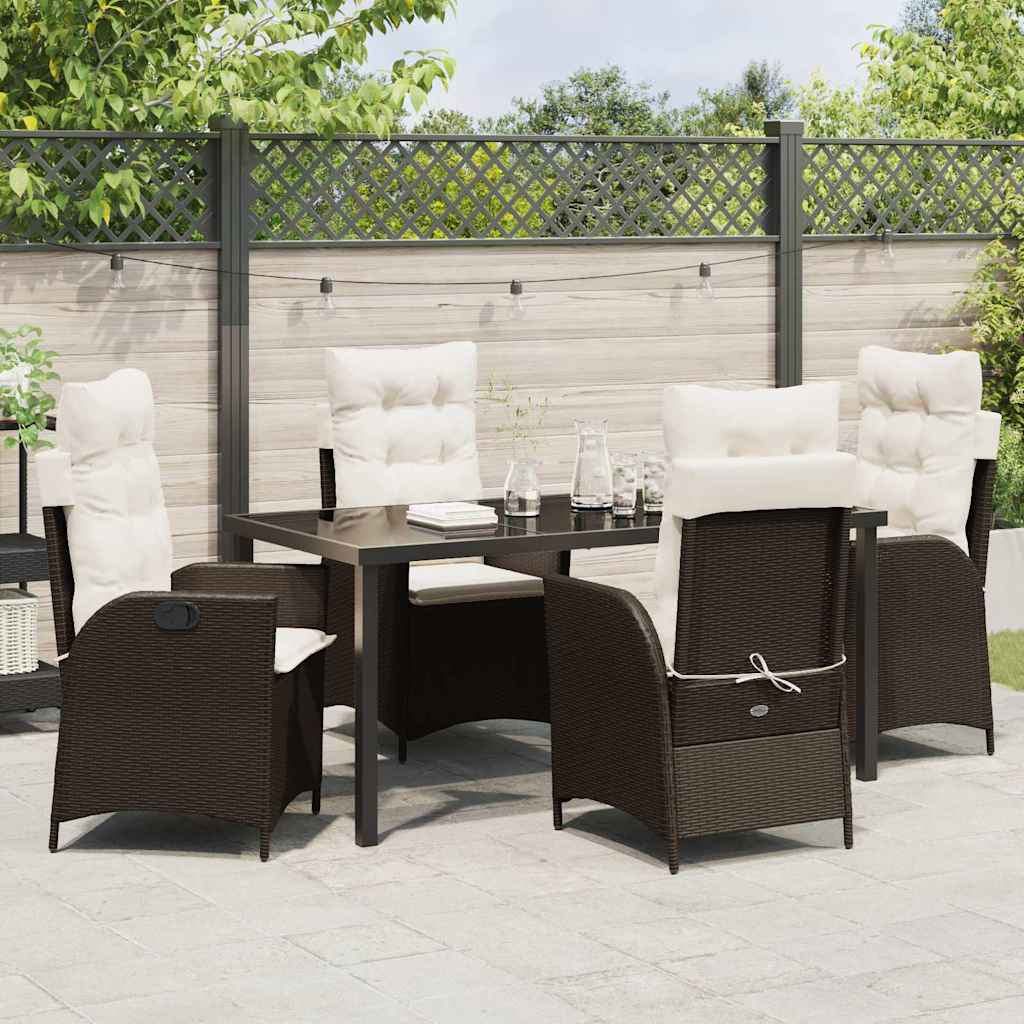 Garten Essgruppe 5 pcs Braun Poly-Rattan