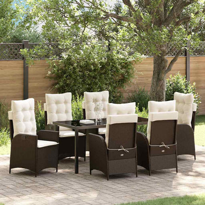 Garten Essgruppe 7 pcs Braun Poly-Rattan