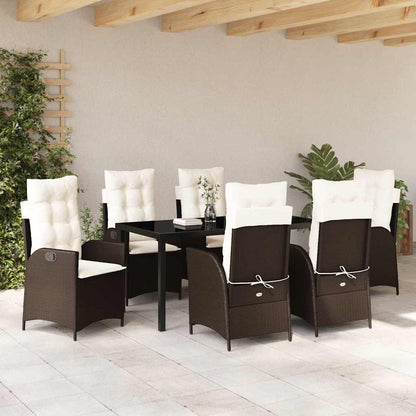 Garten Essgruppe 7 pcs Braun Poly-Rattan