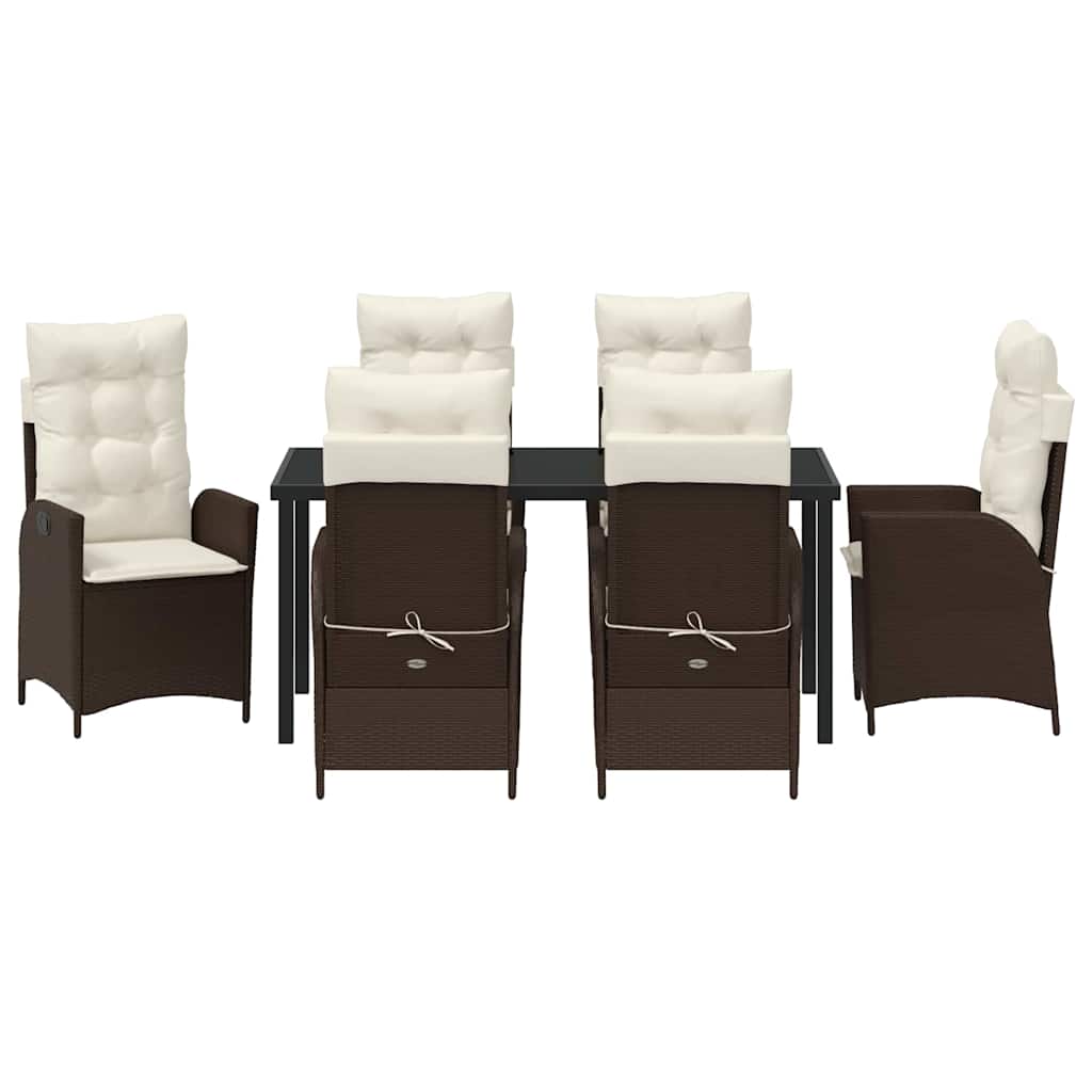 Garten Essgruppe 7 pcs Braun Poly-Rattan