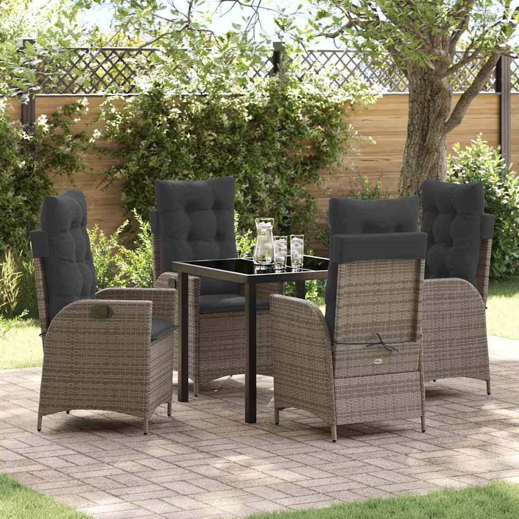 Garten Essgruppe 5 pcs Grau Poly-Rattan