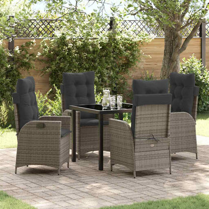 Garten Essgruppe 5 pcs Grau Poly-Rattan