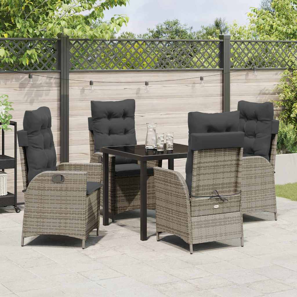 Garten Essgruppe 5 pcs Grau Poly-Rattan