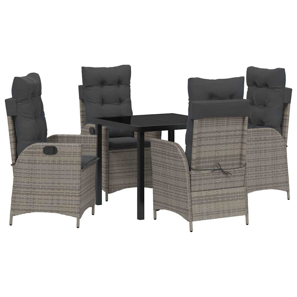 Garten Essgruppe 5 pcs Grau Poly-Rattan