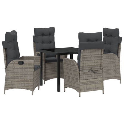Garten Essgruppe 5 pcs Grau Poly-Rattan