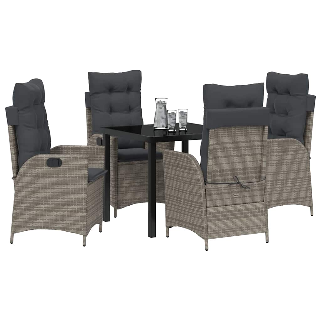 Garten Essgruppe 5 pcs Grau Poly-Rattan