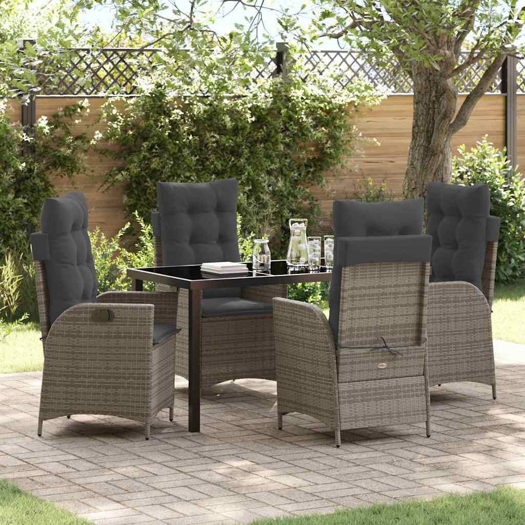 Garten Essgruppe 5 pcs Grau Poly-Rattan