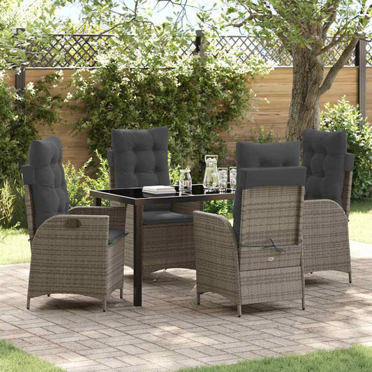 Garten Essgruppe 5 pcs Grau Poly-Rattan