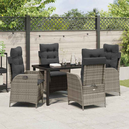 Garten Essgruppe 5 pcs Grau Poly-Rattan
