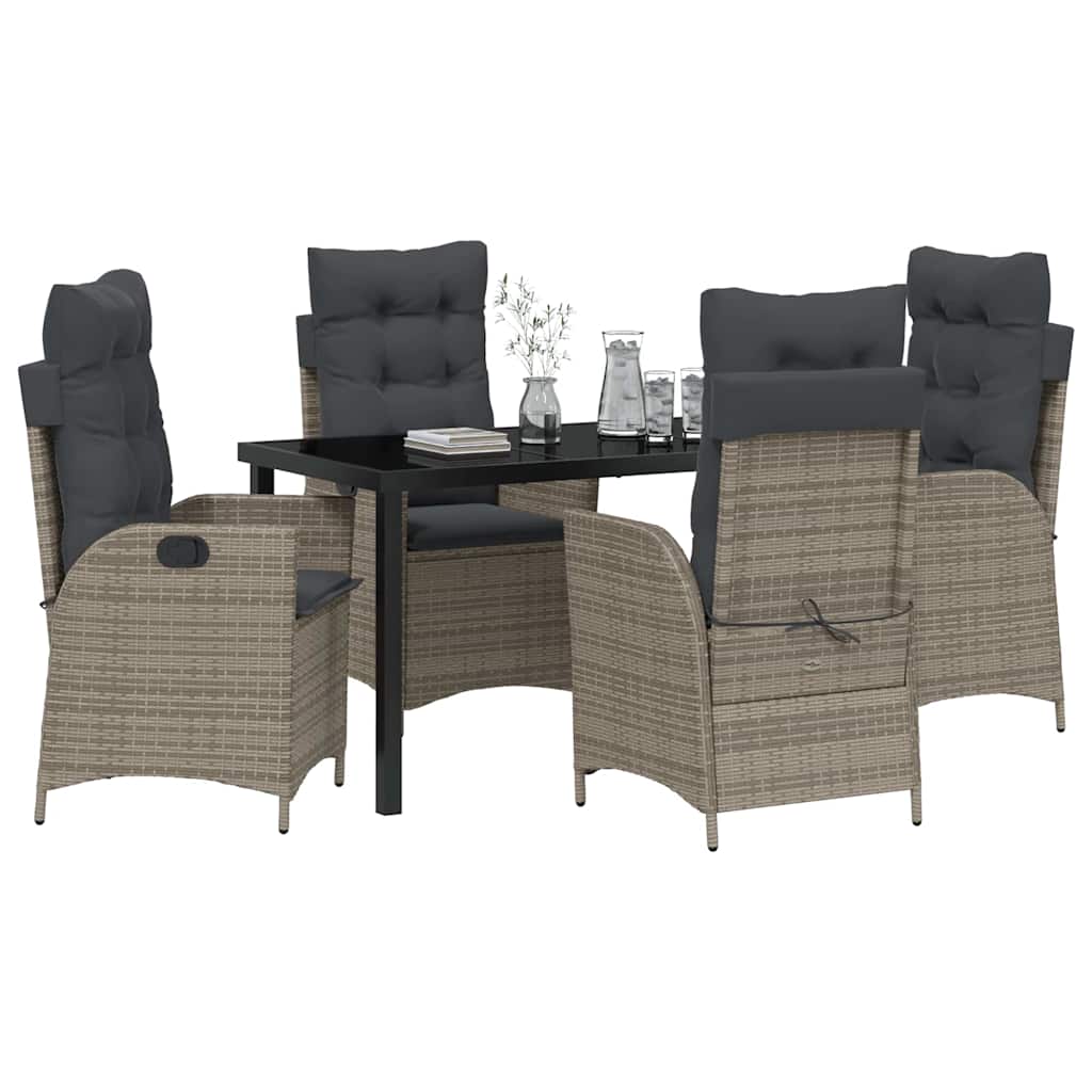 Garten Essgruppe 5 pcs Grau Poly-Rattan