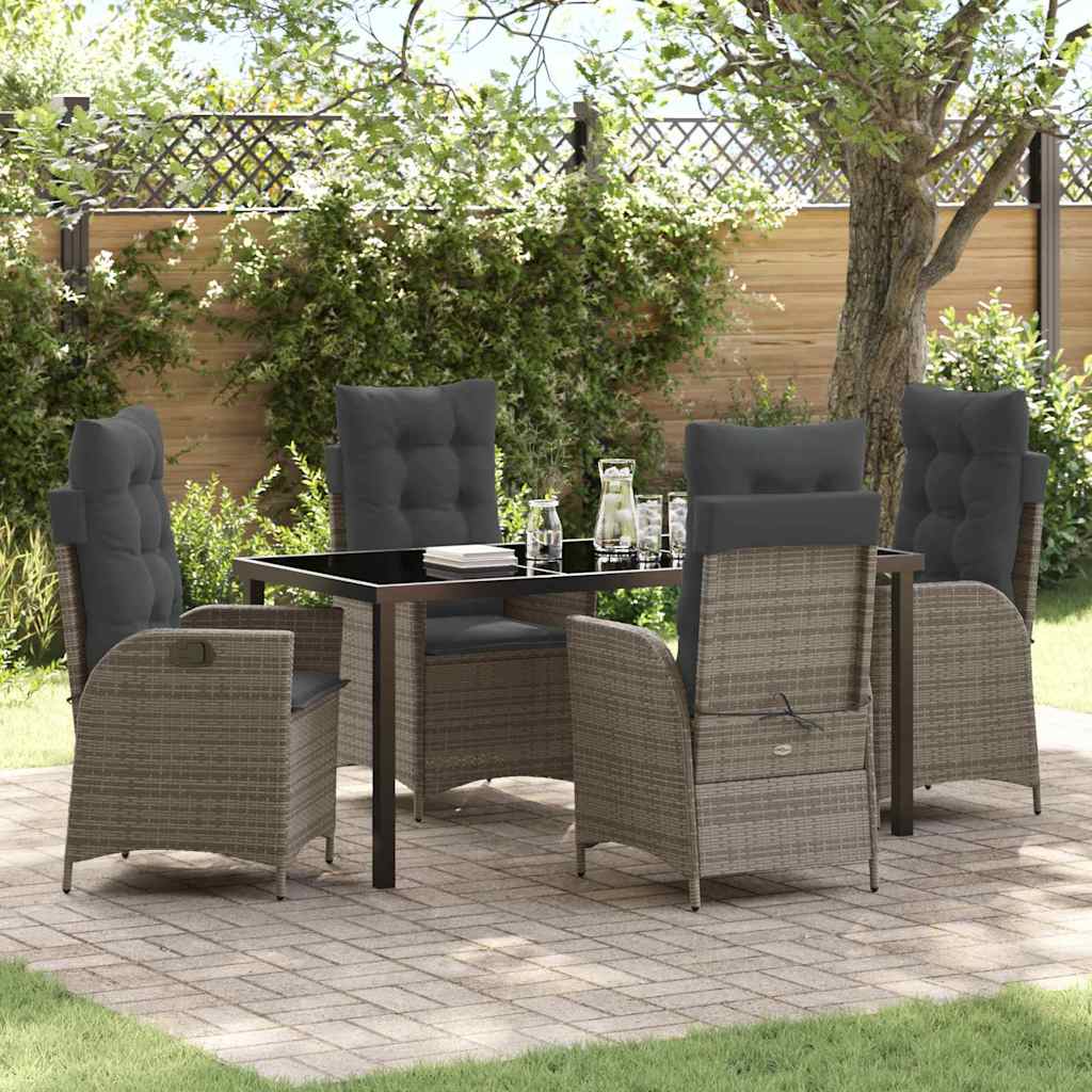 Garten Essgruppe 5 pcs Grau Poly-Rattan