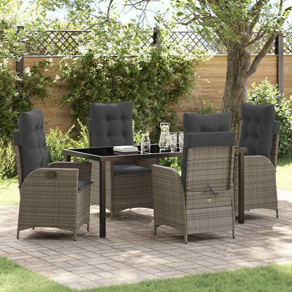 Garten Essgruppe 5 pcs Grau Poly-Rattan