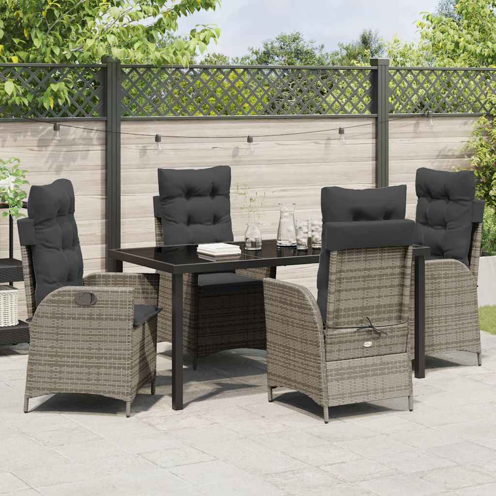 Garten Essgruppe 5 pcs Grau Poly-Rattan