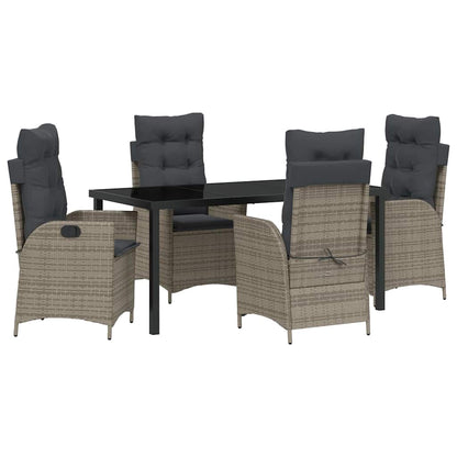 Garten Essgruppe 5 pcs Grau Poly-Rattan