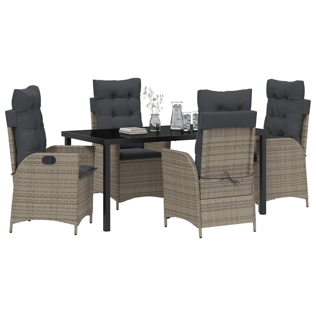 Garten Essgruppe 5 pcs Grau Poly-Rattan