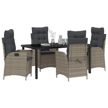 Garten Essgruppe 5 pcs Grau Poly-Rattan