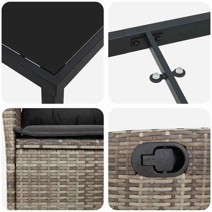 Garten Essgruppe 7 pcs Grau Poly-Rattan