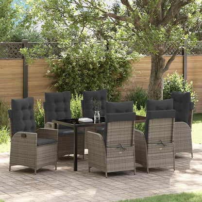 Garten Essgruppe 7 pcs Grau Poly-Rattan