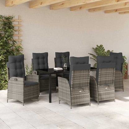 Garten Essgruppe 7 pcs Grau Poly-Rattan