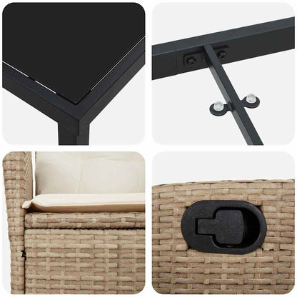 Garten Essgruppe 3 pcs Beige Poly-Rattan