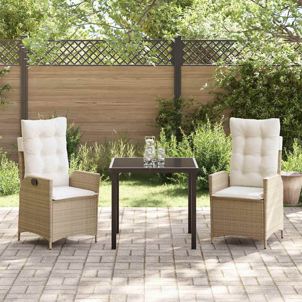 Garten Essgruppe 3 pcs Beige Poly-Rattan
