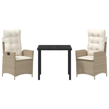 Garten Essgruppe 3 pcs Beige Poly-Rattan