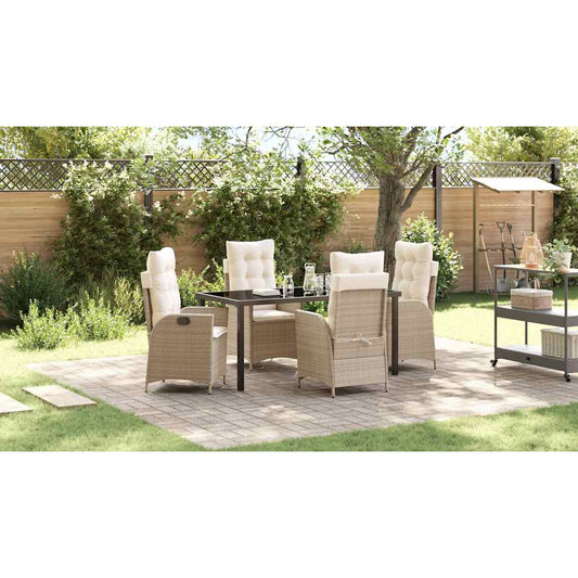 Garten Essgruppe 5 pcs Beige Poly-Rattan