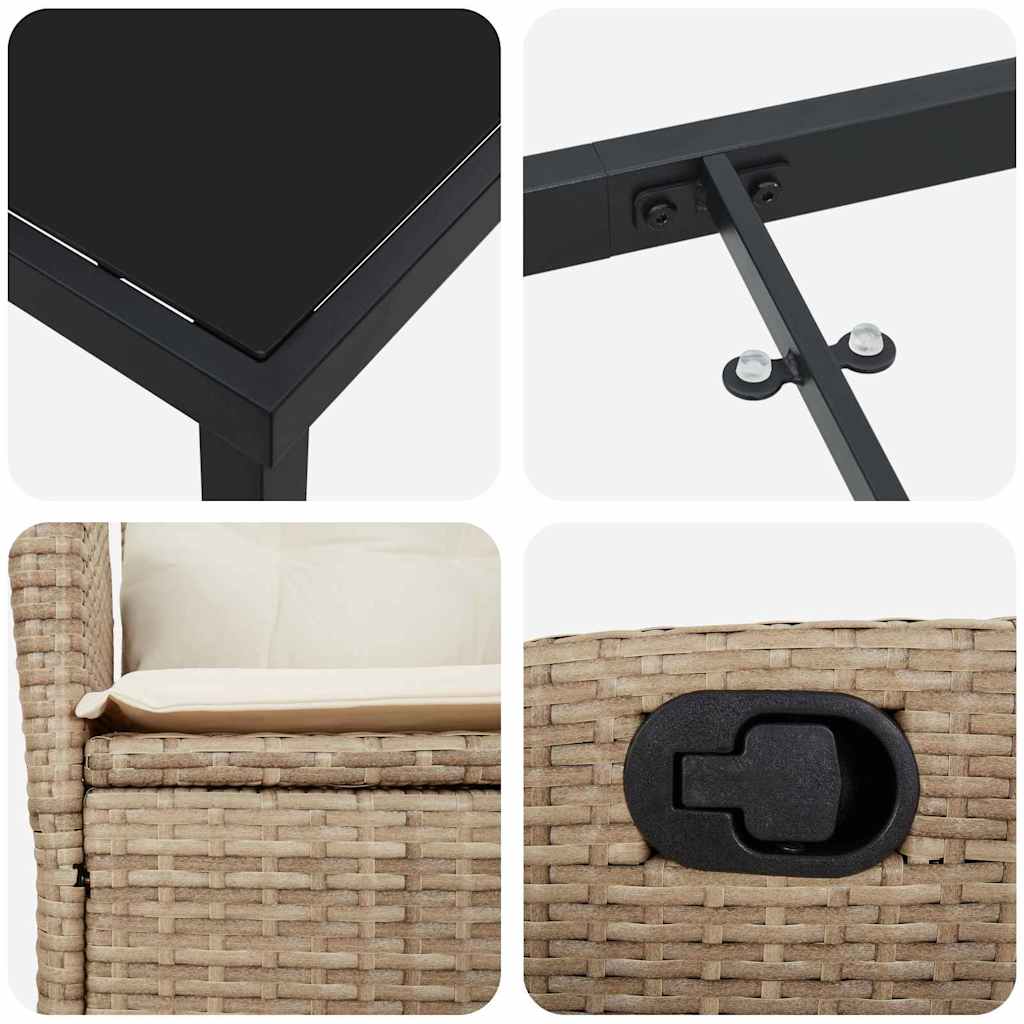 Garten Essgruppe 7 pcs Beige Poly-Rattan