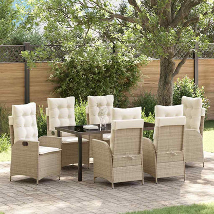 Garten Essgruppe 7 pcs Beige Poly-Rattan