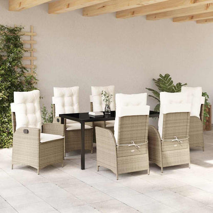 Garten Essgruppe 7 pcs Beige Poly-Rattan