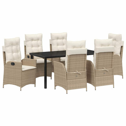 Garten Essgruppe 7 pcs Beige Poly-Rattan