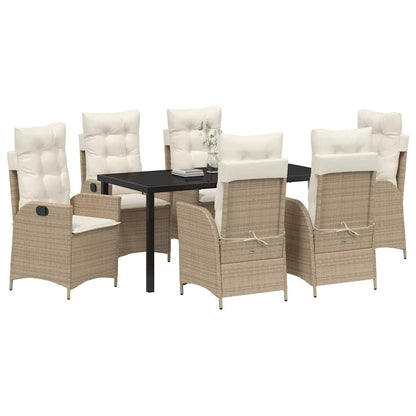 Garten Essgruppe 7 pcs Beige Poly-Rattan