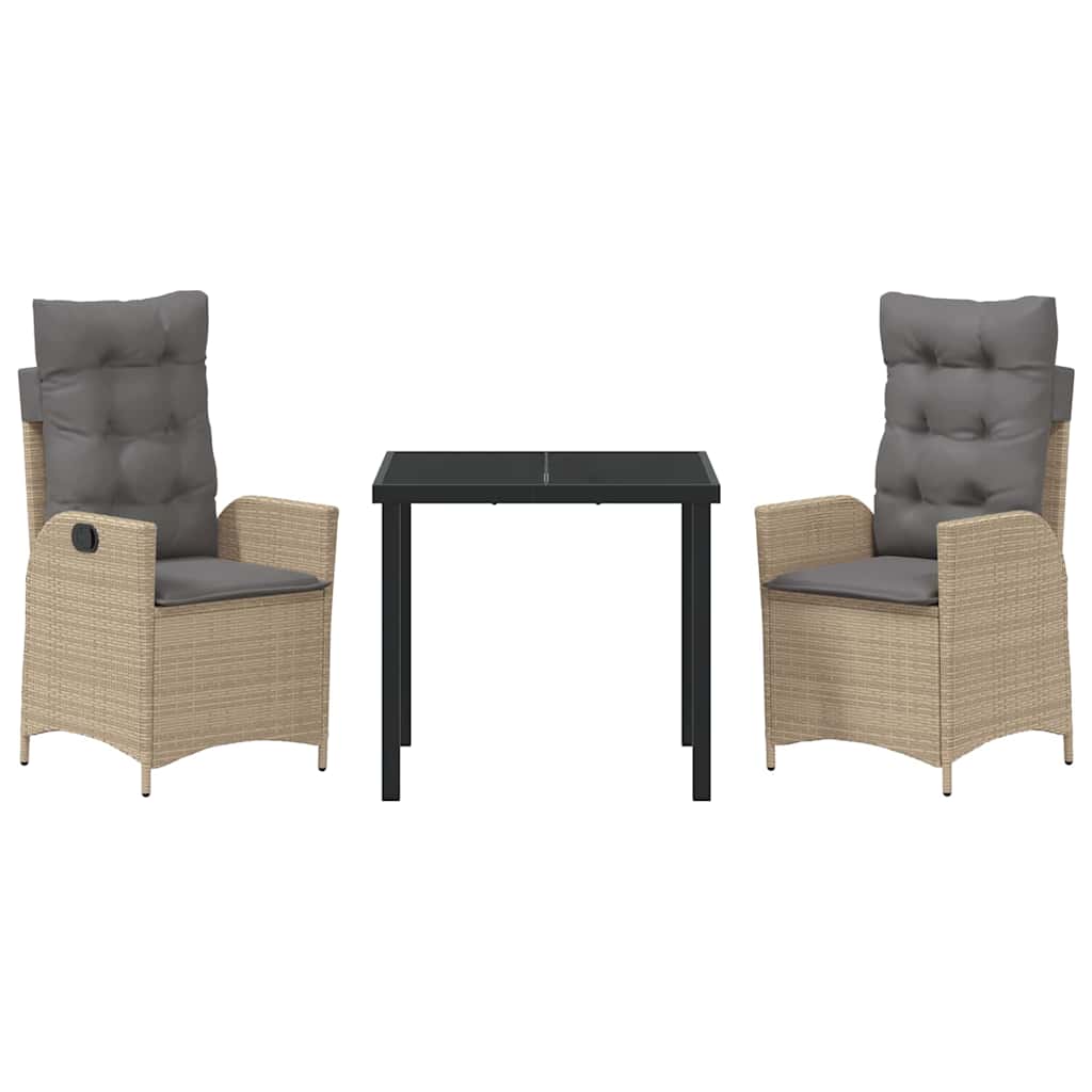 Garten Essgruppe 3 pcs Beige Poly-Rattan