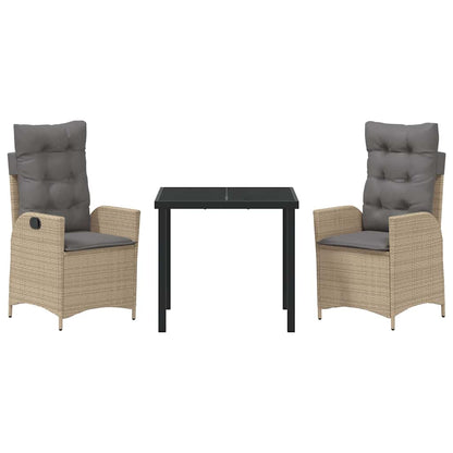 Garten Essgruppe 3 pcs Beige Poly-Rattan