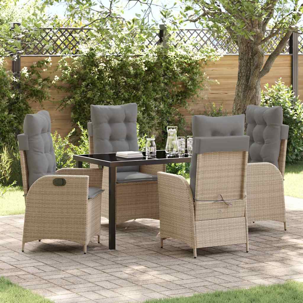 Garten Essgruppe 5 pcs Beige Poly-Rattan