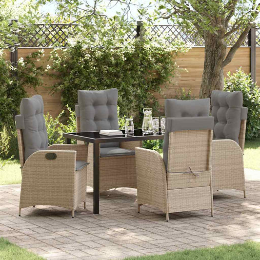 Garten Essgruppe 5 pcs Beige Poly-Rattan