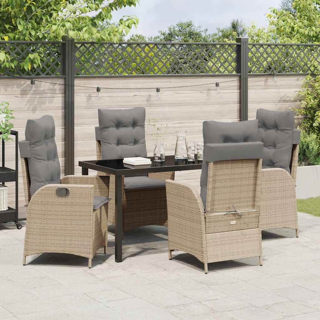 Garten Essgruppe 5 pcs Beige Poly-Rattan
