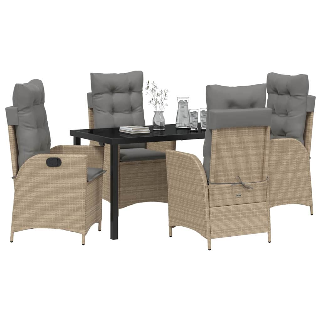 Garten Essgruppe 5 pcs Beige Poly-Rattan