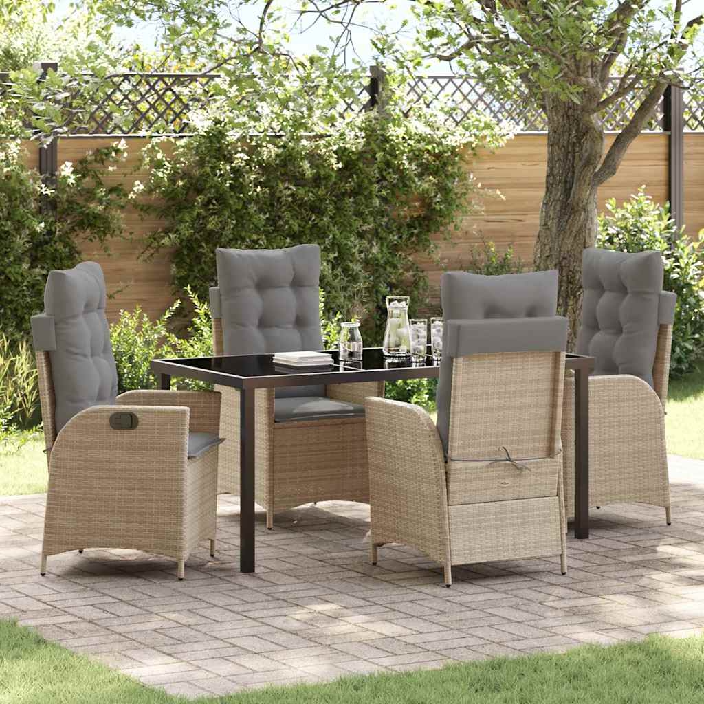 Garten Essgruppe 5 pcs Beige Poly-Rattan