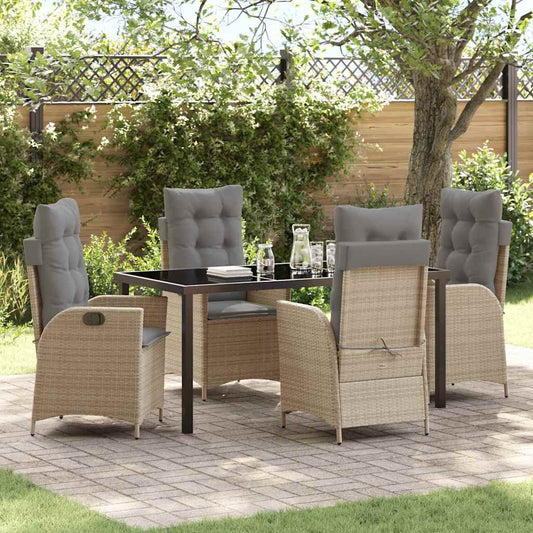 Garten Essgruppe 5 pcs Beige Poly-Rattan