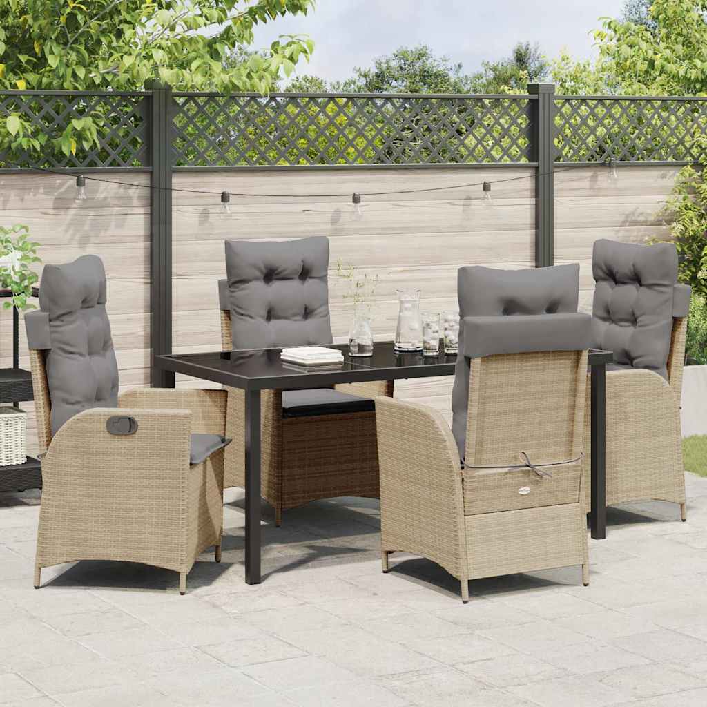 Garten Essgruppe 5 pcs Beige Poly-Rattan