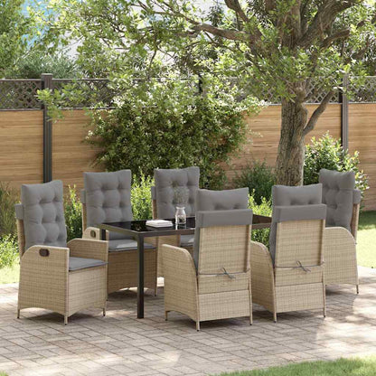 Garten Essgruppe 7 pcs Beige Poly-Rattan
