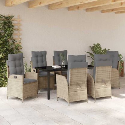 Garten Essgruppe 7 pcs Beige Poly-Rattan