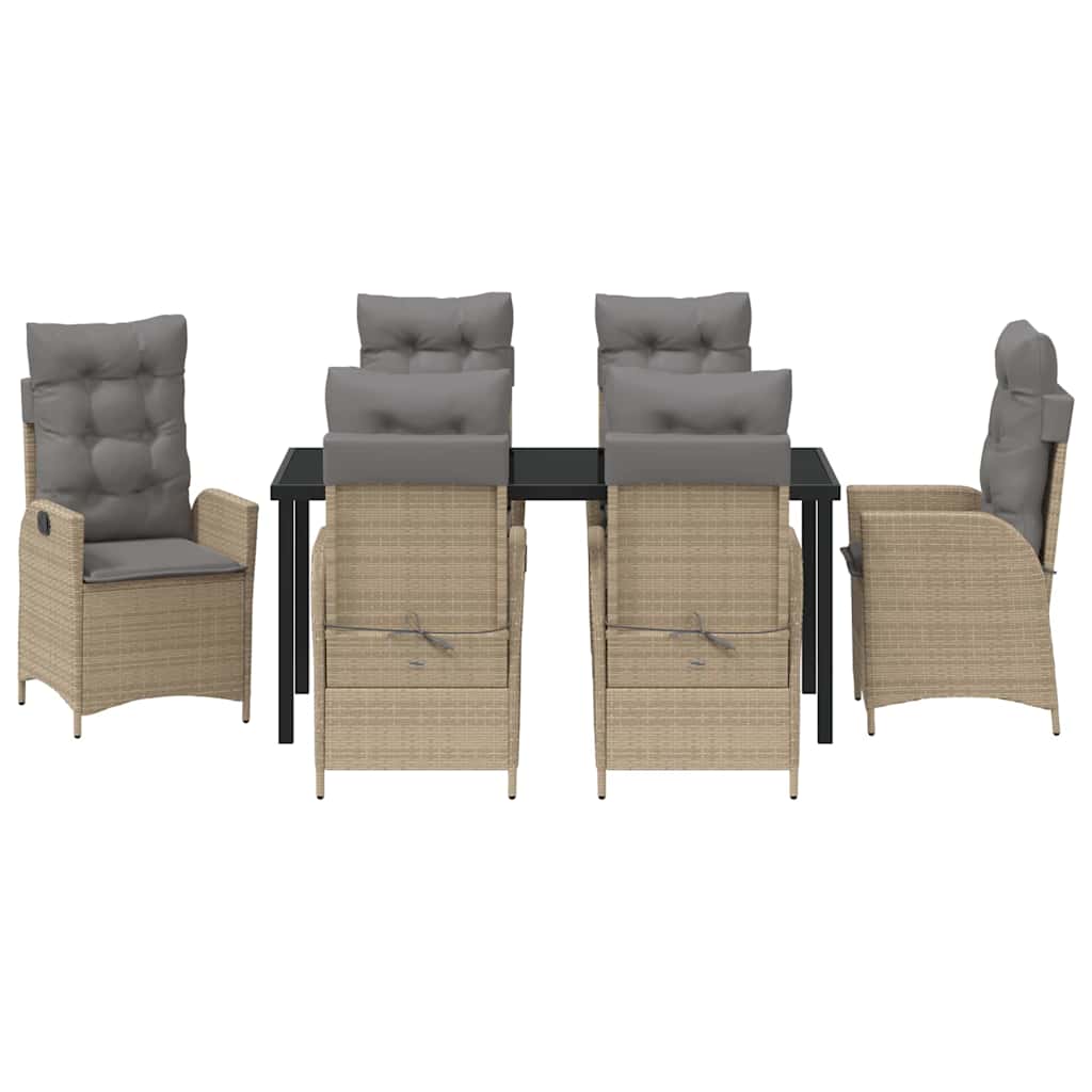 Garten Essgruppe 7 pcs Beige Poly-Rattan