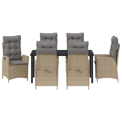 Garten Essgruppe 7 pcs Beige Poly-Rattan