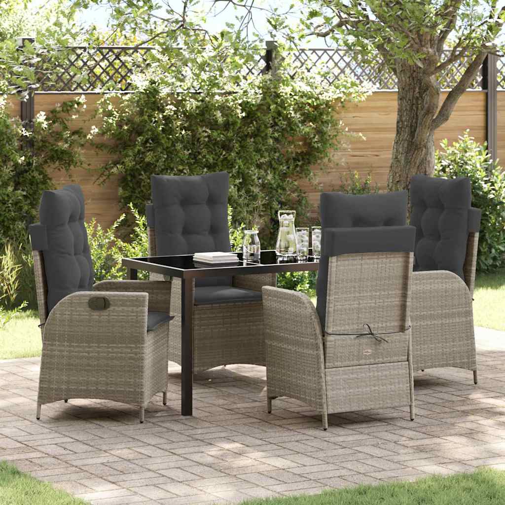 Garten Essgruppe 5 pcs Hellgrau Poly-Rattan