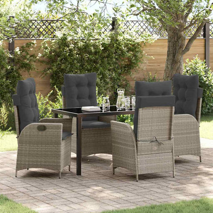 Garten Essgruppe 5 pcs Hellgrau Poly-Rattan
