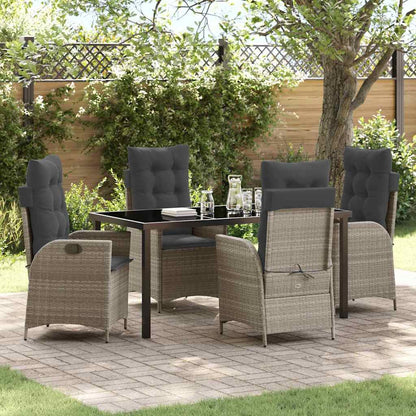 Garten Essgruppe 5 pcs Hellgrau Poly-Rattan