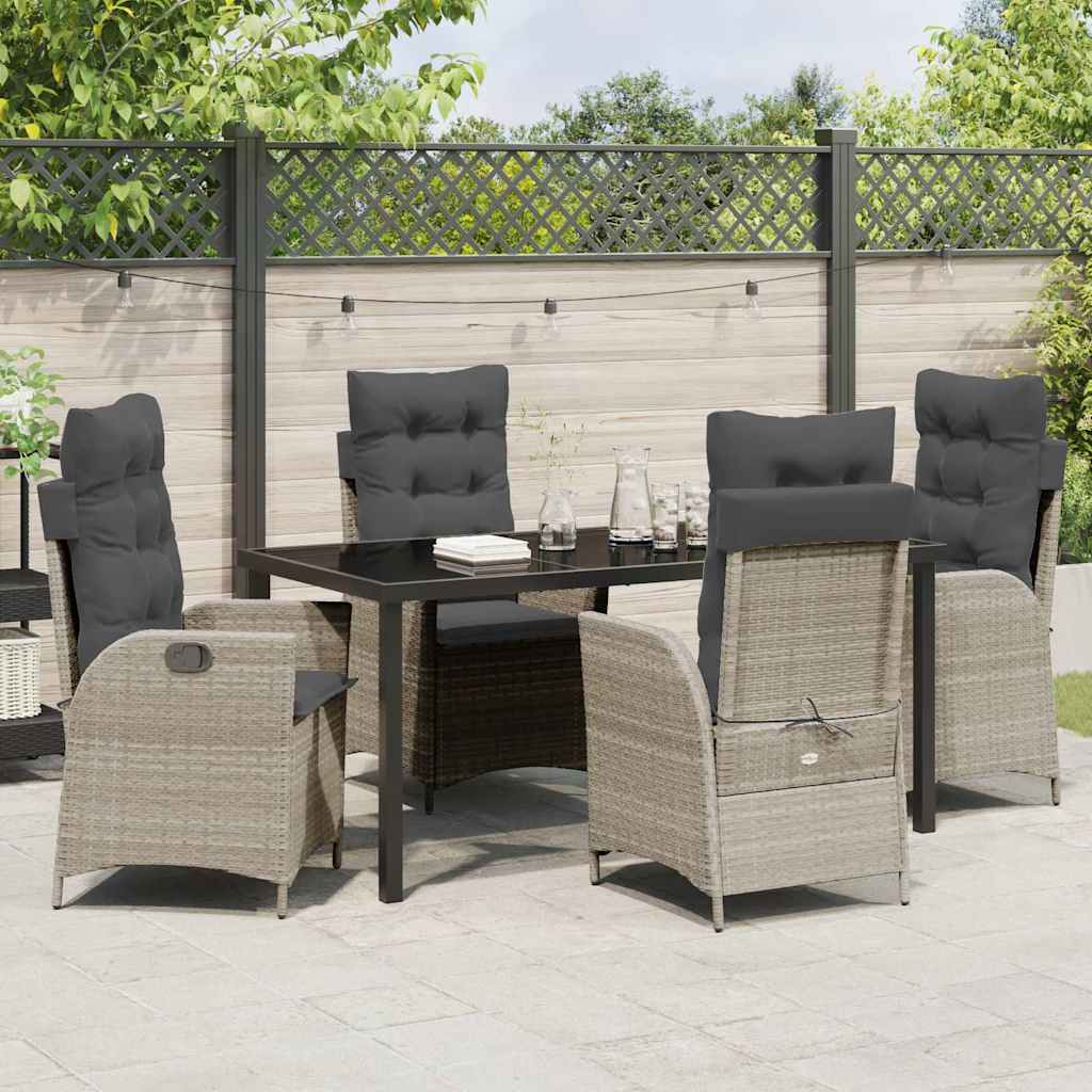 Garten Essgruppe 5 pcs Hellgrau Poly-Rattan