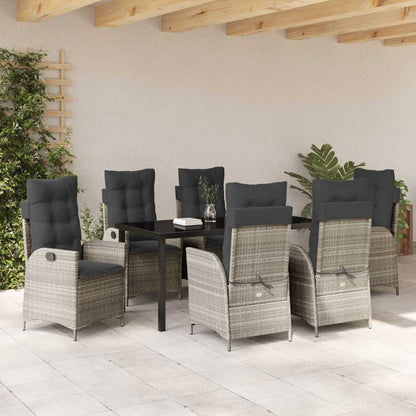 Garten Essgruppe 7 pcs Hellgrau Poly-Rattan